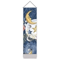 Noords wandkleed met blauwe maan en sterren ontwerp voor astrologische wanddecoratie - 32.5x130cm / Astrologische Kristallen Patroon