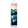 Modern sunrise mountain landscape wall tapestry with wooden scroll for home decor - 32.5x130cm / Sunrise Mountains and Forest Pattern (款式-2)