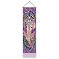 Vertical wall tapestry with a colorful mandala elephant design and wooden hanging rod - 32.5x130cm / Style 4 (Dreamy Starry Mandala Elephant)