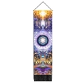 Vertikaler Mandala-Wandteppich mit Ouroboros-Symbol und schwarzen Fransen für Meditation - Mandala Ouroboros (Stil-8) / 32.5x130cm