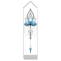 Detail of bohemian mandala wall hanging with blue lotus design and geometric patterns - 32.5x130cm / Blue-White Lotus Geometric (Style-2)