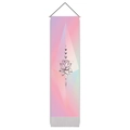 Close-up of bohemian lotus tapestry with light wood hanging rod and black cord - 32.5x130cm / Pink-Purple Gradient Moon Lotus (Style-3)