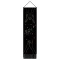 Vertical minimalist line art wall hanging with black tassels and Fly High X1 print - Fly High X1 Fan Gesture Style