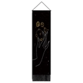 Modern wall scroll featuring hand line art and golden planets with black tassels decoration - Astrological Holding Gesture Style / 32.5x130cm