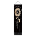 Detail of bohemian wall tapestry featuring sunflower and moon art with black tassels - Sunflower Joy Message Style / 32.5x130cm