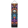 Psychedelischer Wandteppich mit Astronaut und Kobra-Motiv sowie schwarzen Quasten - Astronaut Kobra Psychedelische Kunst (Stil 11) / 32.5x130cm