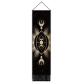 Detail of celestial sun and moon tapestry with golden prints and black fringe tassels - 32.5x130cm / Astrological Moon Symbols (Style-5)