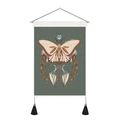 Vintage moth and moon phase wall tapestry with wooden rod and black tassels - Moth and Moon Style (Style-1) / 35x50cm
