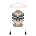 Detail of dragonfly tapestry with wooden hanger, tassels, and Daydream Believer text - Dragonfly Daydreamer Style (Style-3) / 35x50cm