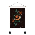 Detail of mystic sun and moon tapestry with wooden rod and black bottom tassels - 35x50cm / Star Moon Glass Sphere Plants (Style-3)