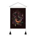 Detail of wooden hanging rod and black tassels on a celestial moon bottle tapestry - 35x50cm / Star Moon Potion Bottle (Style-4)