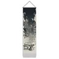 Black and white fantasy castle tapestry with moon and books hanging on a wooden rod - Black and White Sketch Castle / 32.5x130cm