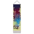 Detailed vertical wall tapestry with fantasy castle and moon illustration on white background - Colorful Fantasy Castle / 32.5x130cm