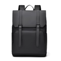 Minimalist black waterproof business laptop backpack with stylish buckles and top handle - Black