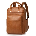 Zaino in pelle PU marrone con grande capacità e design funzionale multi-tasche - Marrone Giallastro