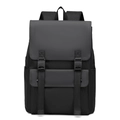 Zaino porta PC business nero impermeabile con patta a fibbia e finitura in tessuto testurizzato - Nero