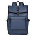 Minimalist navy blue waterproof backpack with buckle closure and functional travel design - Blue