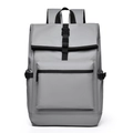 Minimalist grey casual travel backpack with adjustable straps and secure buckles - Gray