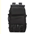 Zaino da viaggio nero grande capacità impermeabile con chiusura roll-top e tasche - Nero