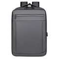 Zaino porta PC grigio minimalista con porta USB e tessuto impermeabile ad alta resistenza - Grigio