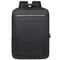 Zaino porta PC nero minimalista da ufficio in tessuto impermeabile con porta USB esterna - Nero