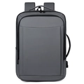 Minimalist grey business laptop backpack with USB charging port for office and travel use - Gray