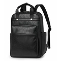 Chic mochila de cuero PU negro con textura granulada y correas ajustables para mujer - Negro