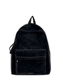 Detailansicht des schwarzen Wildlederrucksacks mit weißen Kontrastnähten und KEDDYBEAR-Logo - Schwarz