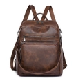 Zaino vintage da donna in pelle PU marrone con tasca frontale e maniglia superiore - caffè