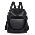 Classico zaino da donna in pelle PU nera martellata con tasche multiple e nappine eleganti - Nero