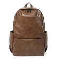 Sac à dos rétro en cuir PU marron à grande capacité avec un design vintage épuré - Marron Jaune