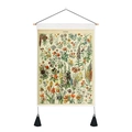 Vintage-Wandteppich mit bunten Blumen-Illustrationen und hölzerner Aufhängestange - Französischer Blumenstil 6 (Style-6)