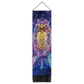 Modern owl dreamcatcher wall tapestry with vibrant purple starry sky and black tassels - 32.5x130cm / Fantasy Starry Owl Style (款式-3)