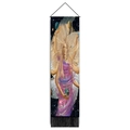 Tapiz de pared con diosa multizubos y alas doradas sobre fondo de cielo estrellado y borlas - 32.5x130cm / Diosa Alada Celestial (Estilo-4)