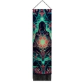 Tapestry featuring a hooded mystical figure with glowing light and black tassels - 32.5x130cm / Mysterious Cloaked Figure (Style-1)