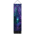 Vertical wall tapestry with sacred hooded figure, mandala art and black tassel trim - 32.5x130cm / Hooded Figure With Mandala (Style-3)