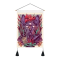 Arazzo da parete con gatto Sphynx, asta in legno e nappe nere per decorazione casa - 35x50cm / Gatto Punk a Tre Occhi (款式-1)