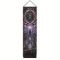 Vista detallada de la geometría sagrada y patrones energéticos en el tapiz negro decorativo - 32.5x130cm / Estilo Silueta Humana y Centros de Energía (Estilo-4)