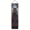 Gothic moon goddess wall tapestry with dark myth illustration and black decorative tassels - 32.5x130cm / Crowned Goddess and Green Snake (Style-1)