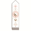 Dettaglio dell'arazzo fasi lunari con arte geometrica celeste e barre di sospensione - 32.5x130cm / Stile Geometrico Celeste Rosa (Stile-3)
