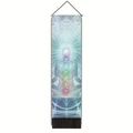 Verticale meditatie wandtapijt met 7 chakra-energie ontwerp en zwarte kwastjes - 32.5x130cm / Zeven Chakra Meditatie (Stijl-1)