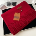 Sciarpa rossa spessa in finta cachemire a maglia con frange ed etichetta in pelle - 70*200cm / N. 2 Rosso Giuggiola