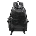 Zaino minimalista in pelle PU nera con tasche multiple e fibbie laterali regolabili - Nero