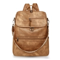 Zaino vintage in pelle marrone con tasche multiple e tracolla intrecciata colorata - Albicocca