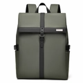 Olive green waterproof business travel backpack with buckled straps and roll-top design - Green