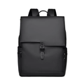 Sac à dos d'affaires noir pour hommes avec design carré minimaliste et fermeture rabat - Noir