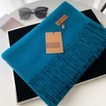 Peacock blue imitation cashmere scarf with tassels and brand label on display - 70*200cm / No.37 Teal