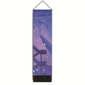 Vertical wall tapestry with purple dream whale nebula art and decorative bottom tassels - Fantasy Starry Dual Whale Stairs Style-4 / 32.5x130cm