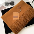Thick caramel brown cashmere-feel winter scarf with long fringe tassels for women - 70*200cm / No.11 Caramel