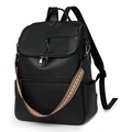 Zaino vintage da donna in pelle nera con tracolla in tessuto colorato in stile etnico - Nero